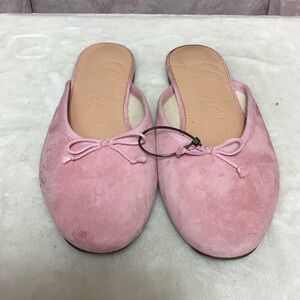 J. Crew Pink Suede Mules with Bow